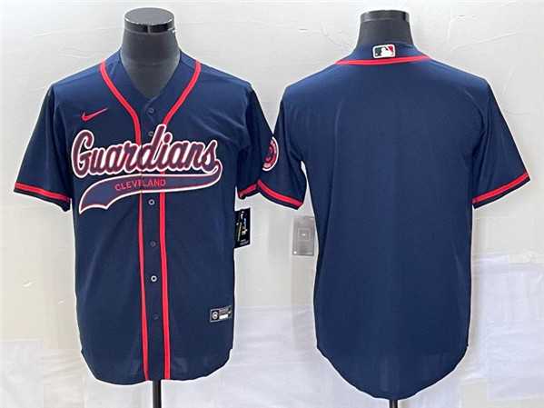 Men%27s Cleveland Guardians Blank Navy Cool Base Stitched Jersey->cincinnati reds->MLB Jersey